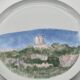 Hand painted porcelain plate with landscape decoration