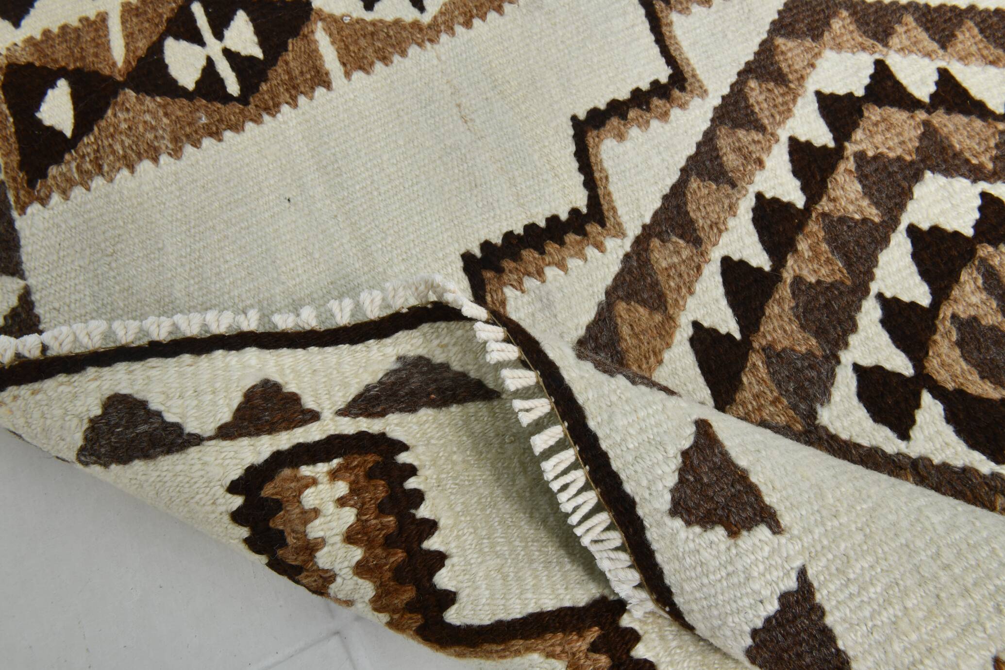 Beige & Taupe Vintage Runner Rug For Hallway, 93x227 Cm