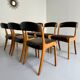 Set of 6 Baumann curved wood and imitation leather chairs, gondola model, 70s