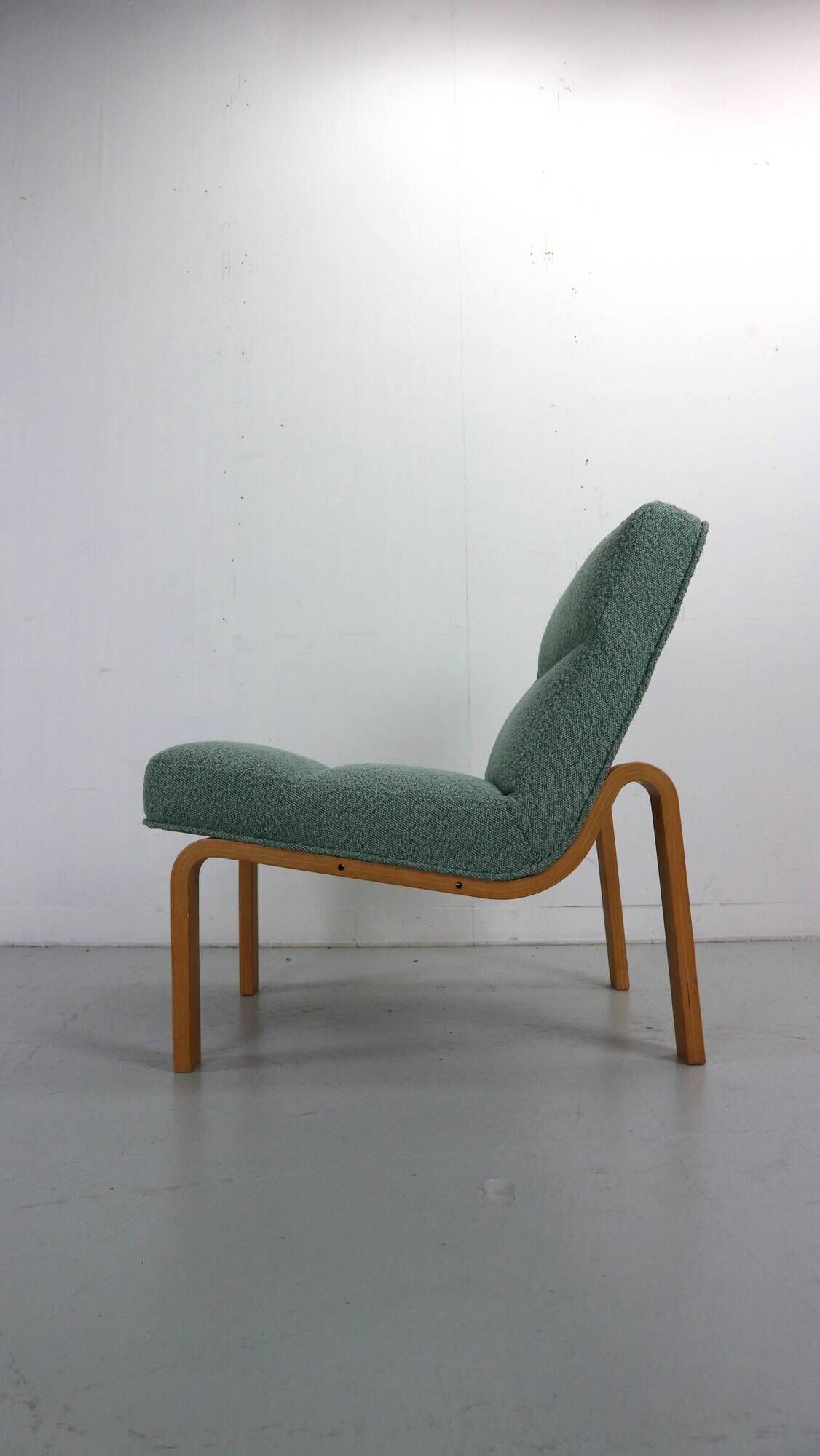 Danish Plywood Lounge Chair by Magnus Olesen,  in mint bouclé
