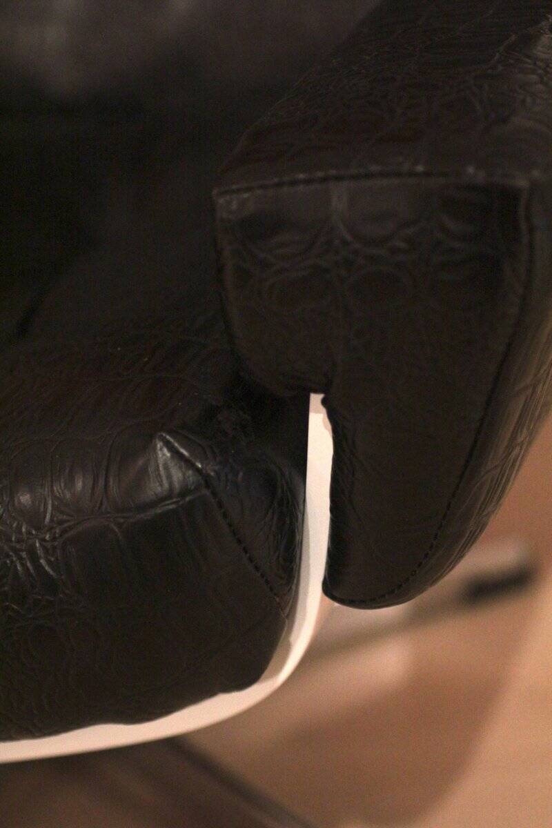 Space Age Lounge Chair, White Lacquer, Leather, Reptile Look, Germany, 1970s