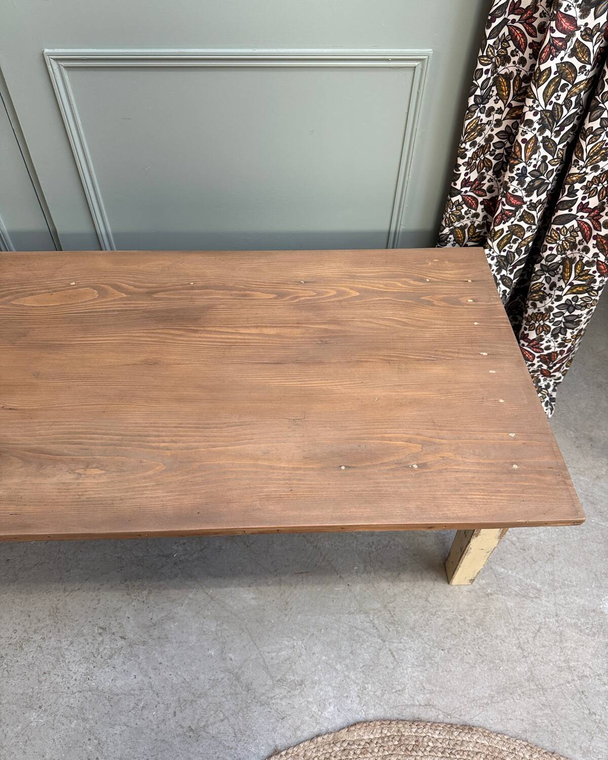 Large patinated farmhouse coffee table