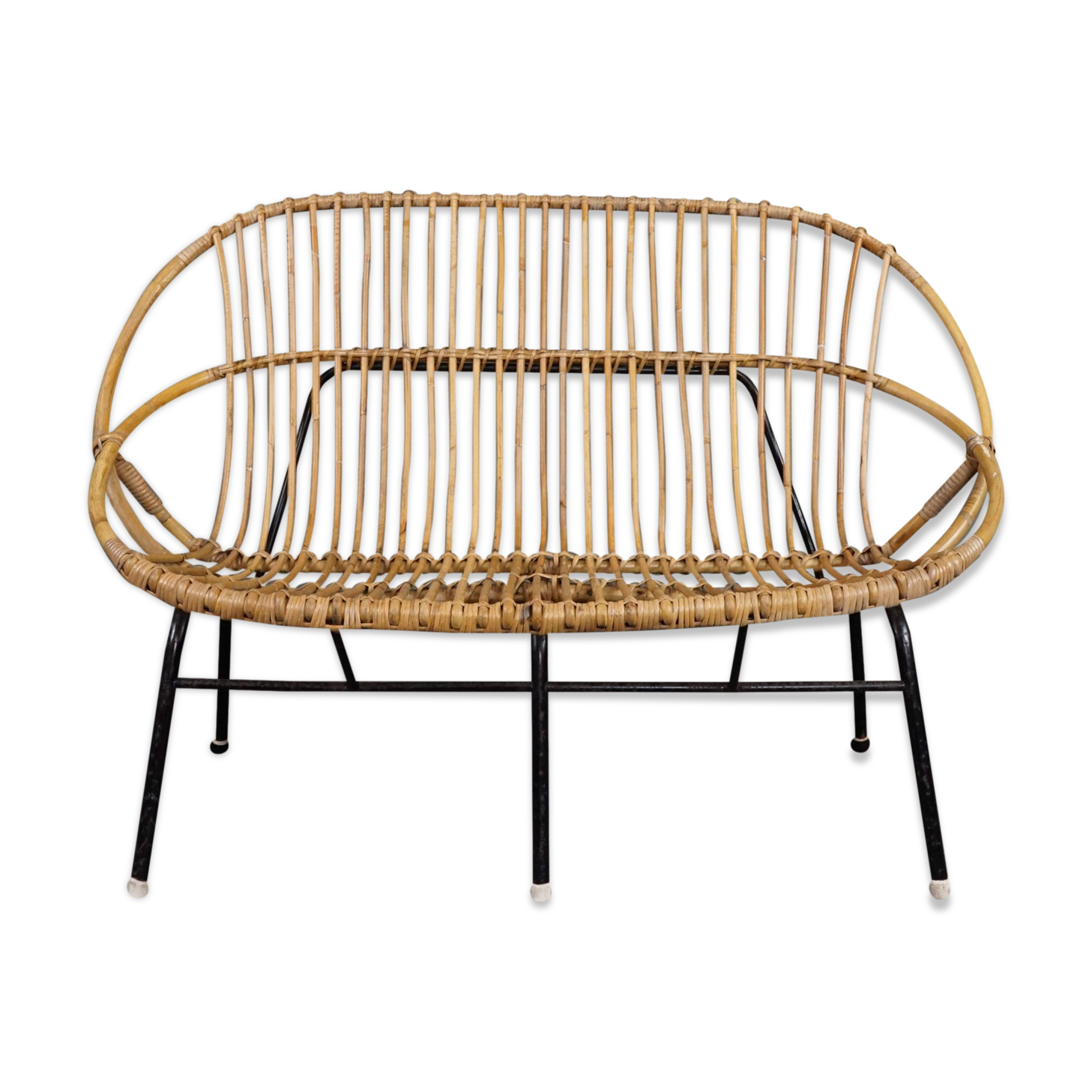 Rattan sofa & sheepskin Dutch Design 1960