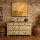 Double-sided shop counter furniture with 6 drawers, length 156 cm.