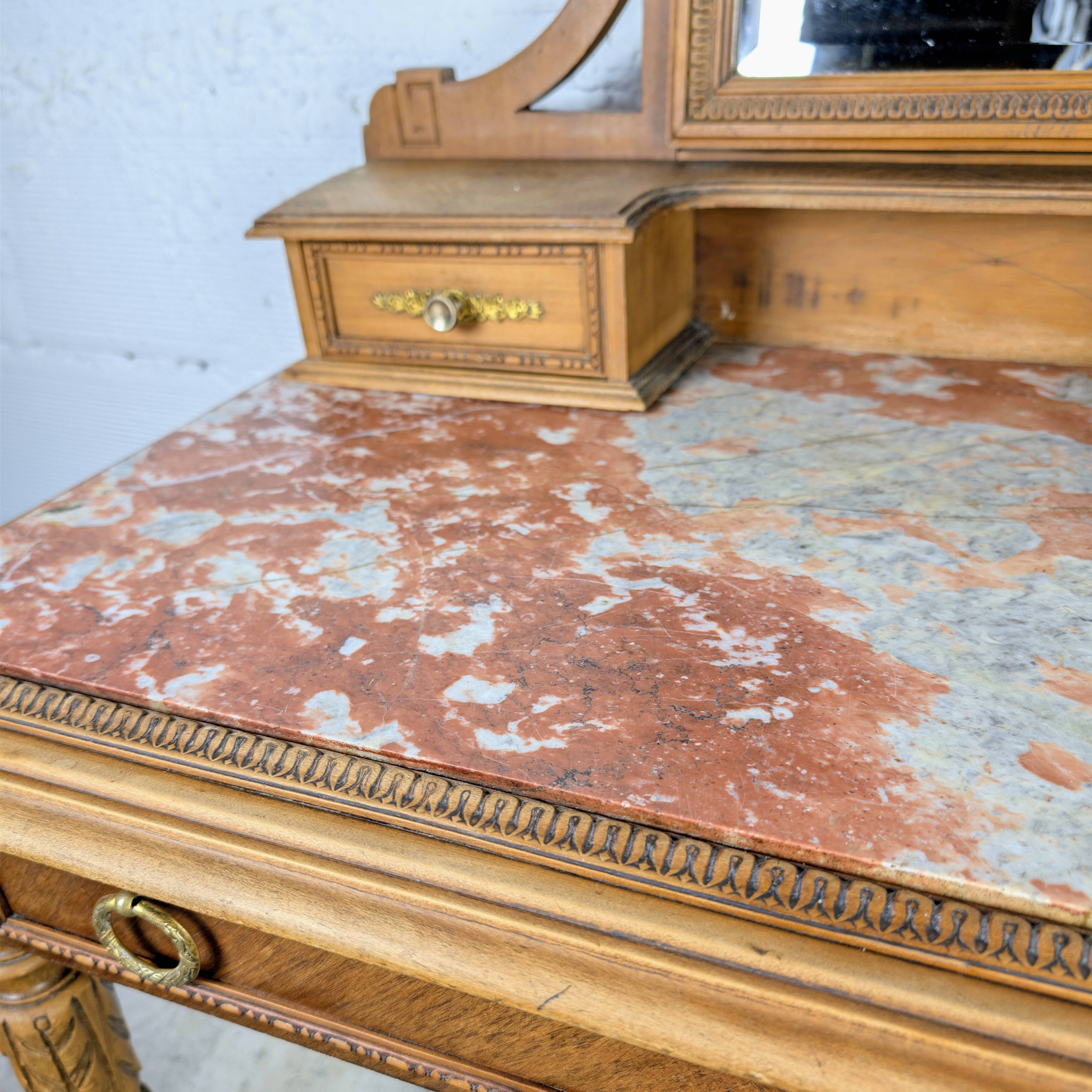 Louis XVI style dresser with pink marble