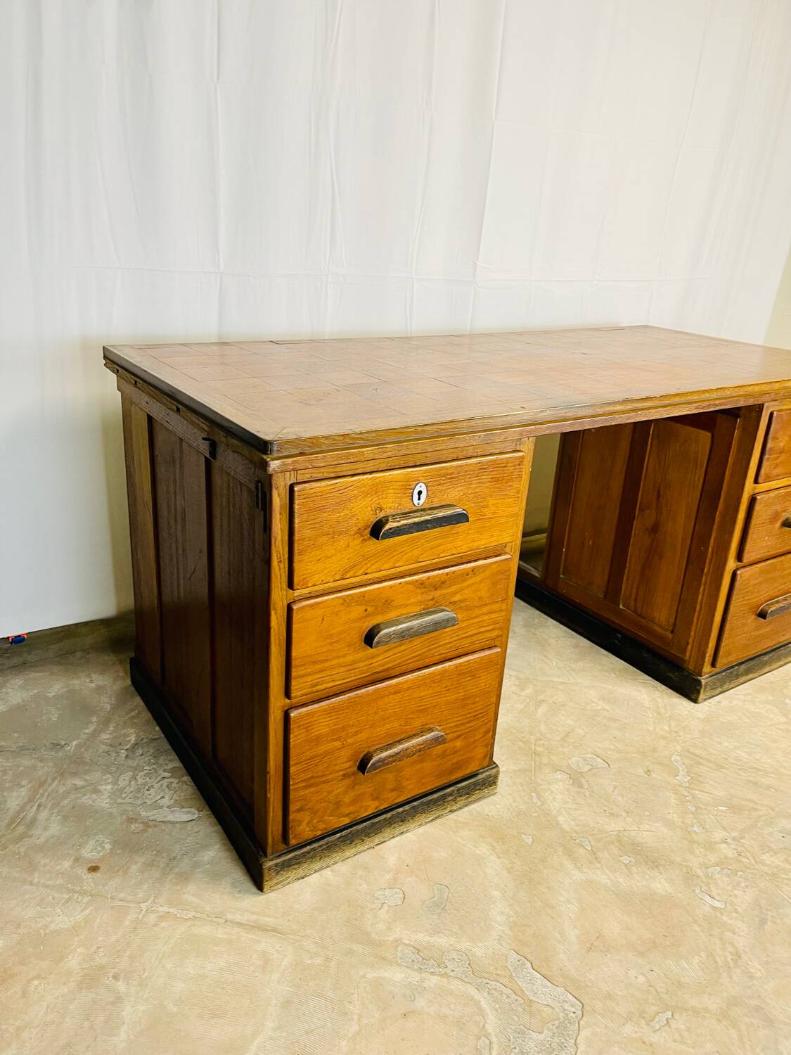 Wooden desk with pedestals