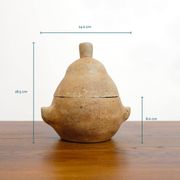 Pot couvert en grès en forme de poire.