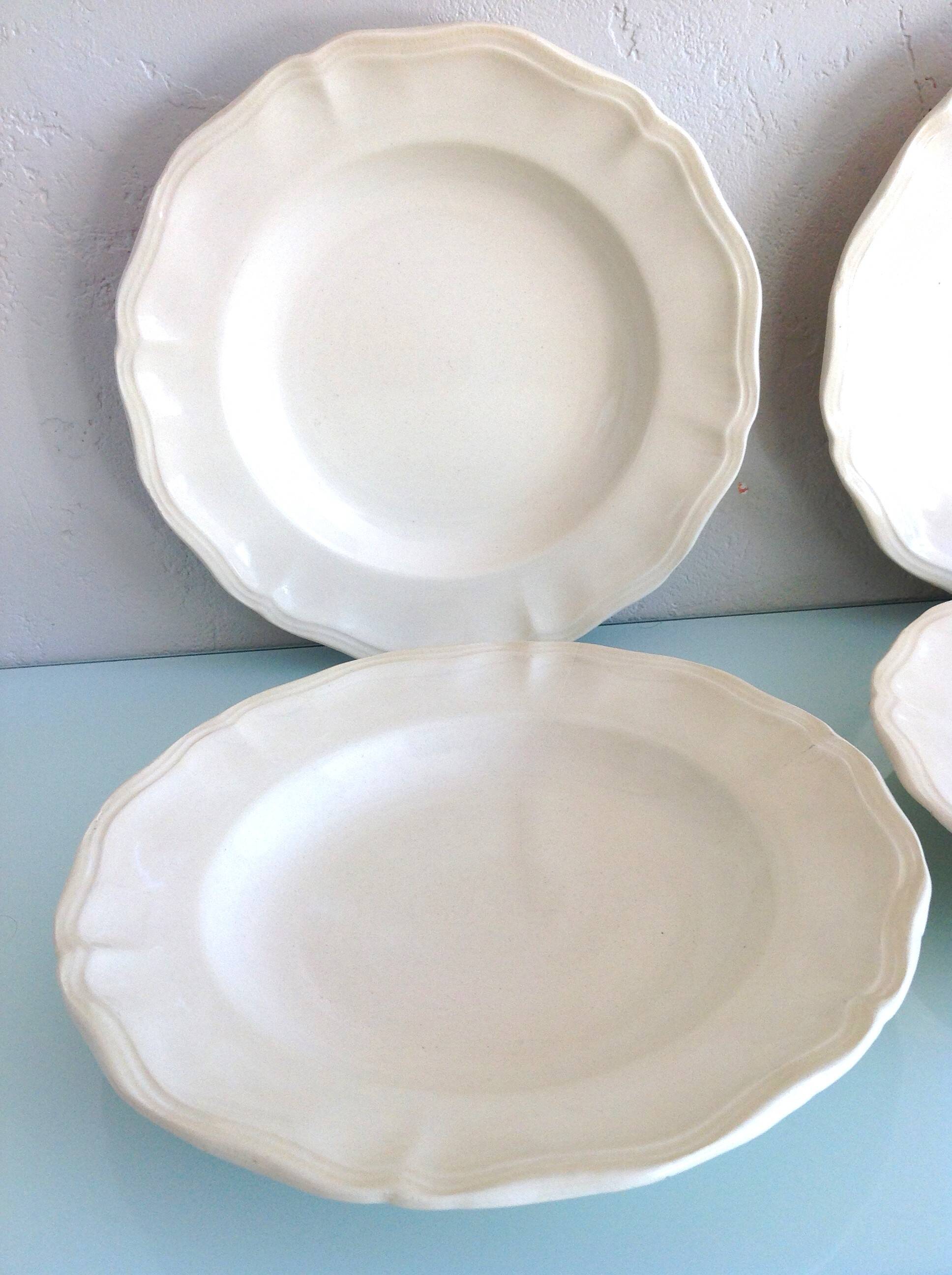 Four soup plates Ivory service/Faienceries de Sarreguemines/vintage 50