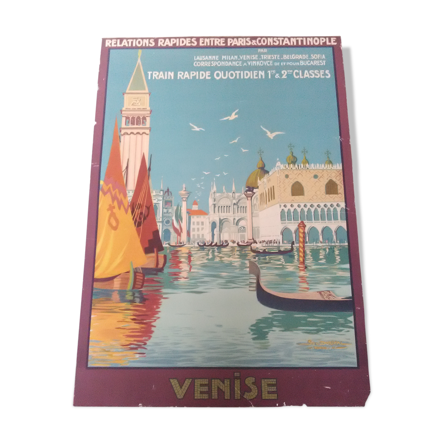 Affiche lithographiée ancienne "Venise" par Geo Dorival (1921)