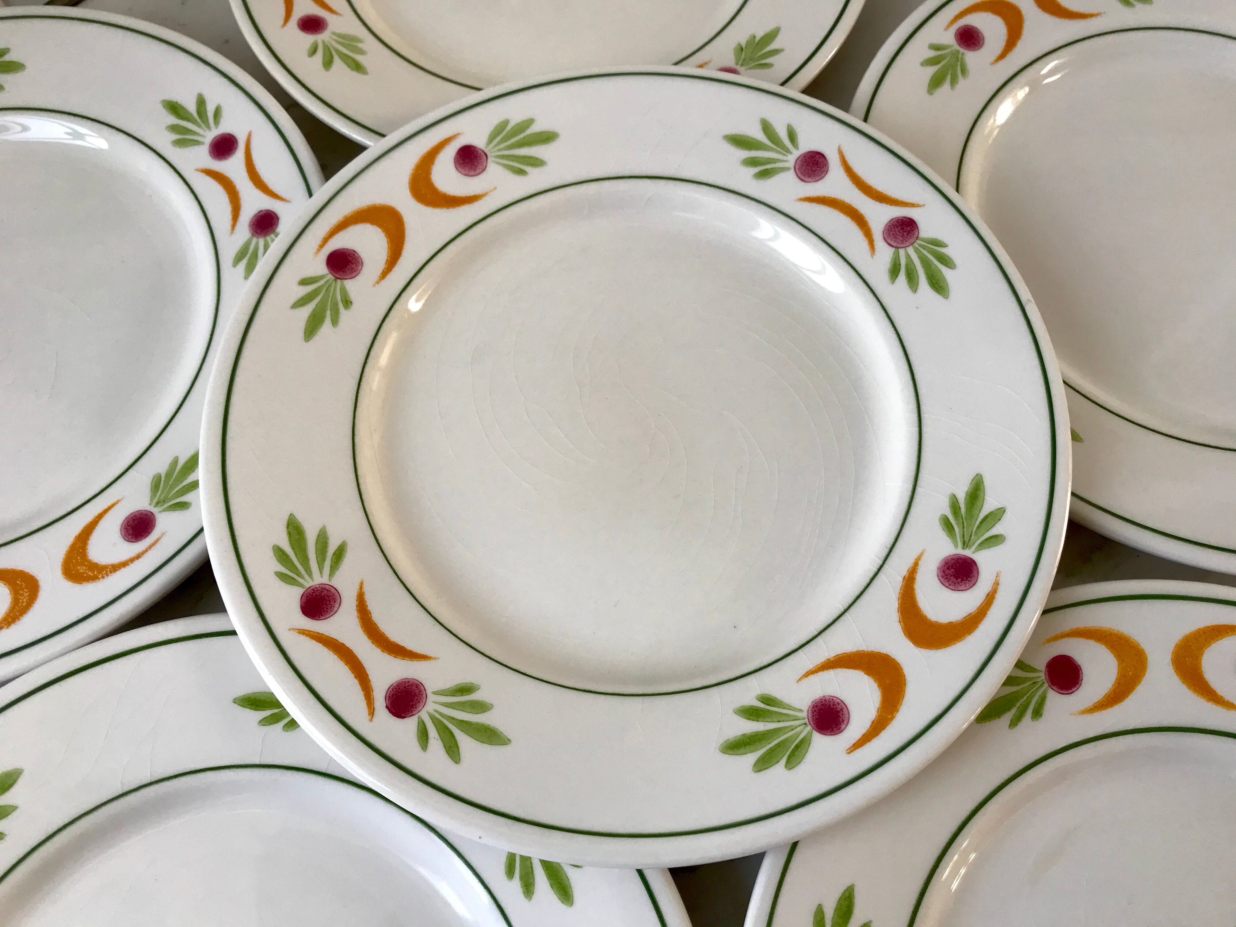 set of 6 colorful flat plates Made in Italy vintage
