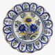 Assiette murale fleurs bleu jaune espagnole
