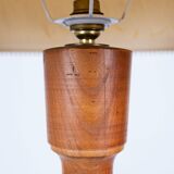 Pair of turned wooden floor lamps in Art Deco style, France, mid-20th century.