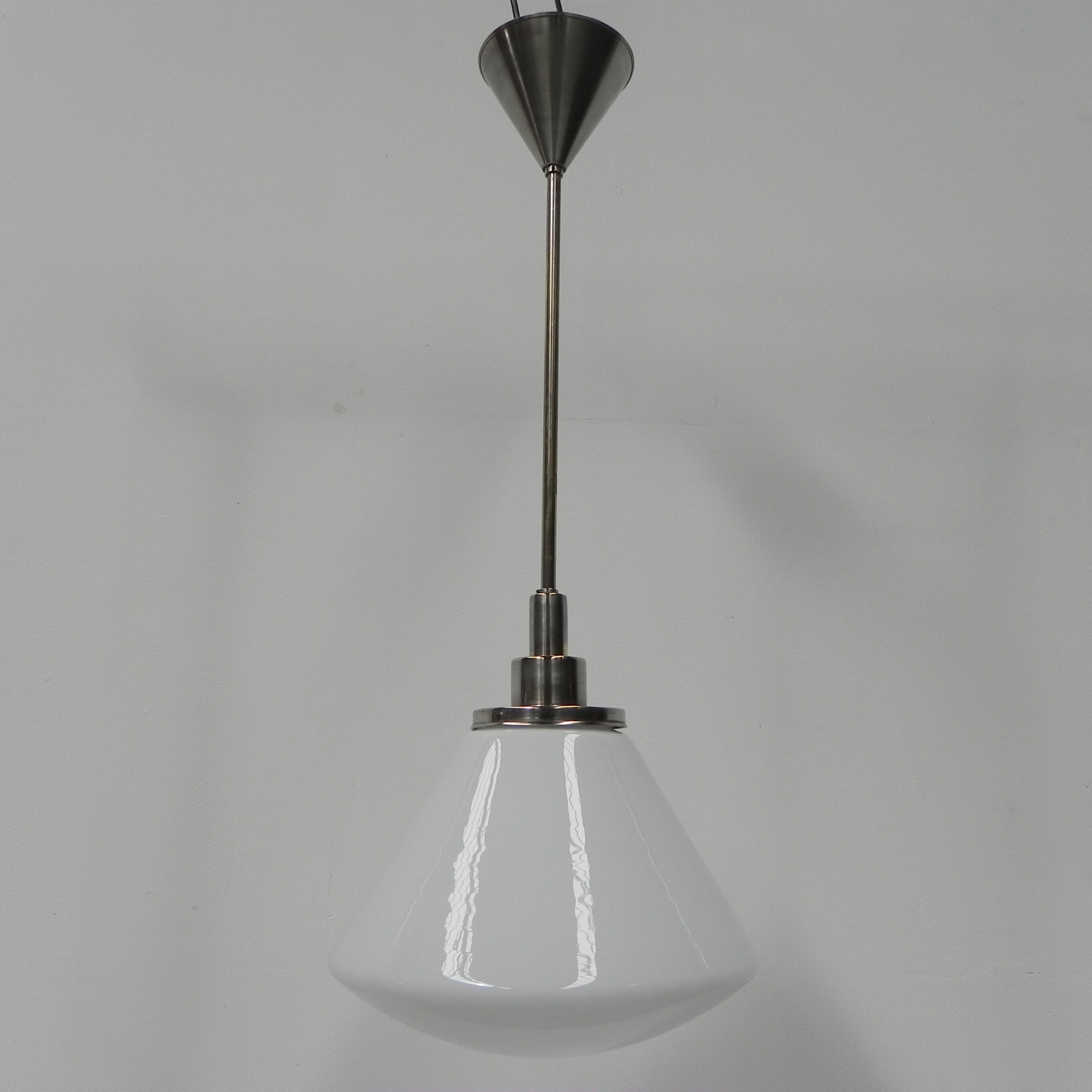 Art Deco school lamp with white glass shade