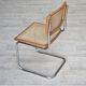 1970s, set of 4 Italian chairs in Bauhaus style, chrome steel, beech wood.