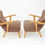 1940s Pair of Oak Armchairs by Krasna Jizba, Czechoslovakia