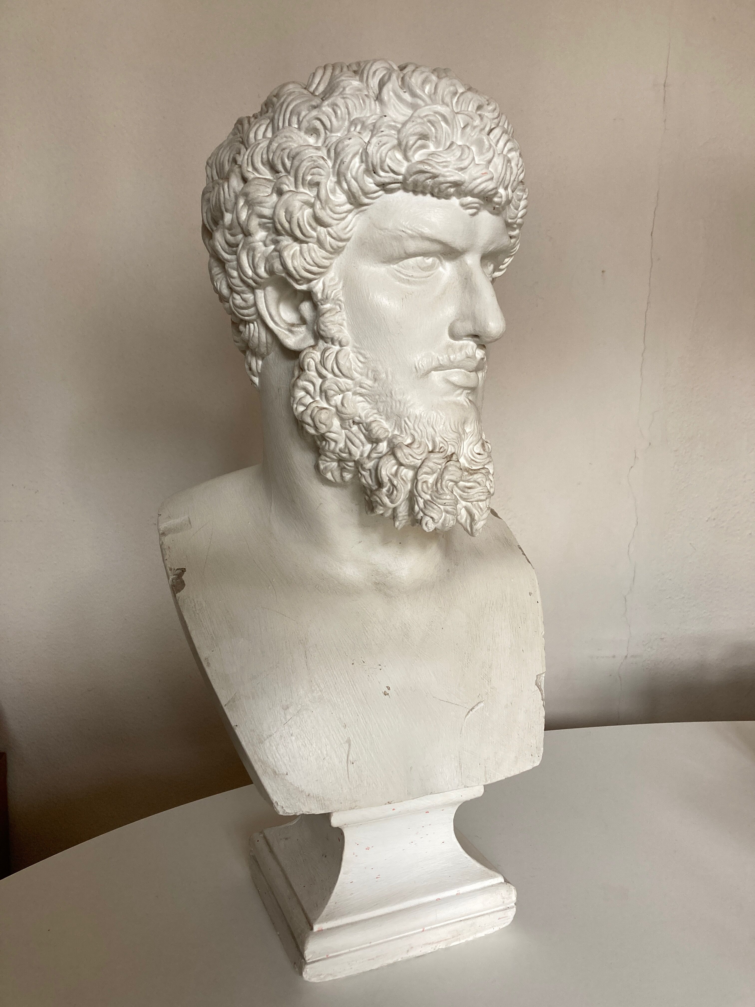 Greco-Roman bust in full plaster of Emperor Lucius Verus Borghese collection