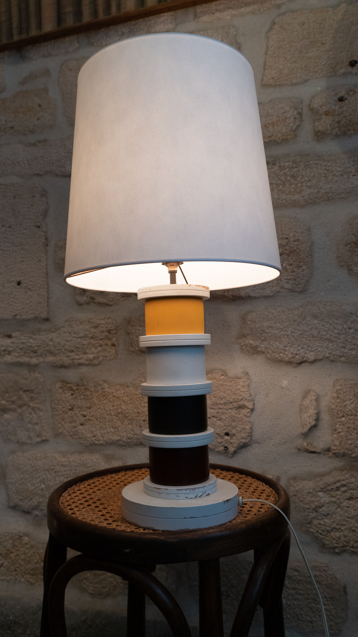 Multicolored 1960s wooden lamp