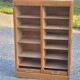 Curtained filing cabinet in golden blond oak 2 columns from the 1950s