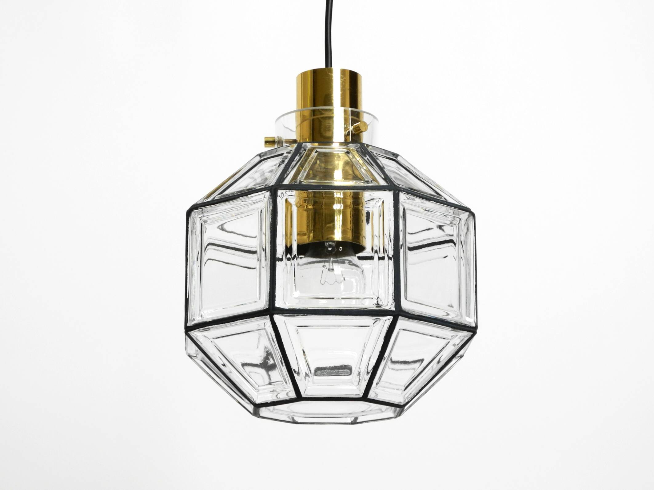 Beautiful rare original 60s  Limburg octagonal glass pendant lamp