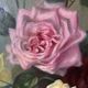 Large antique painting with roses – Oil on canvas from the 1900s – 40 x 102 cm – a large decorative format