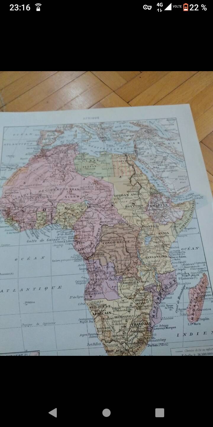 Old geographical map of Africa