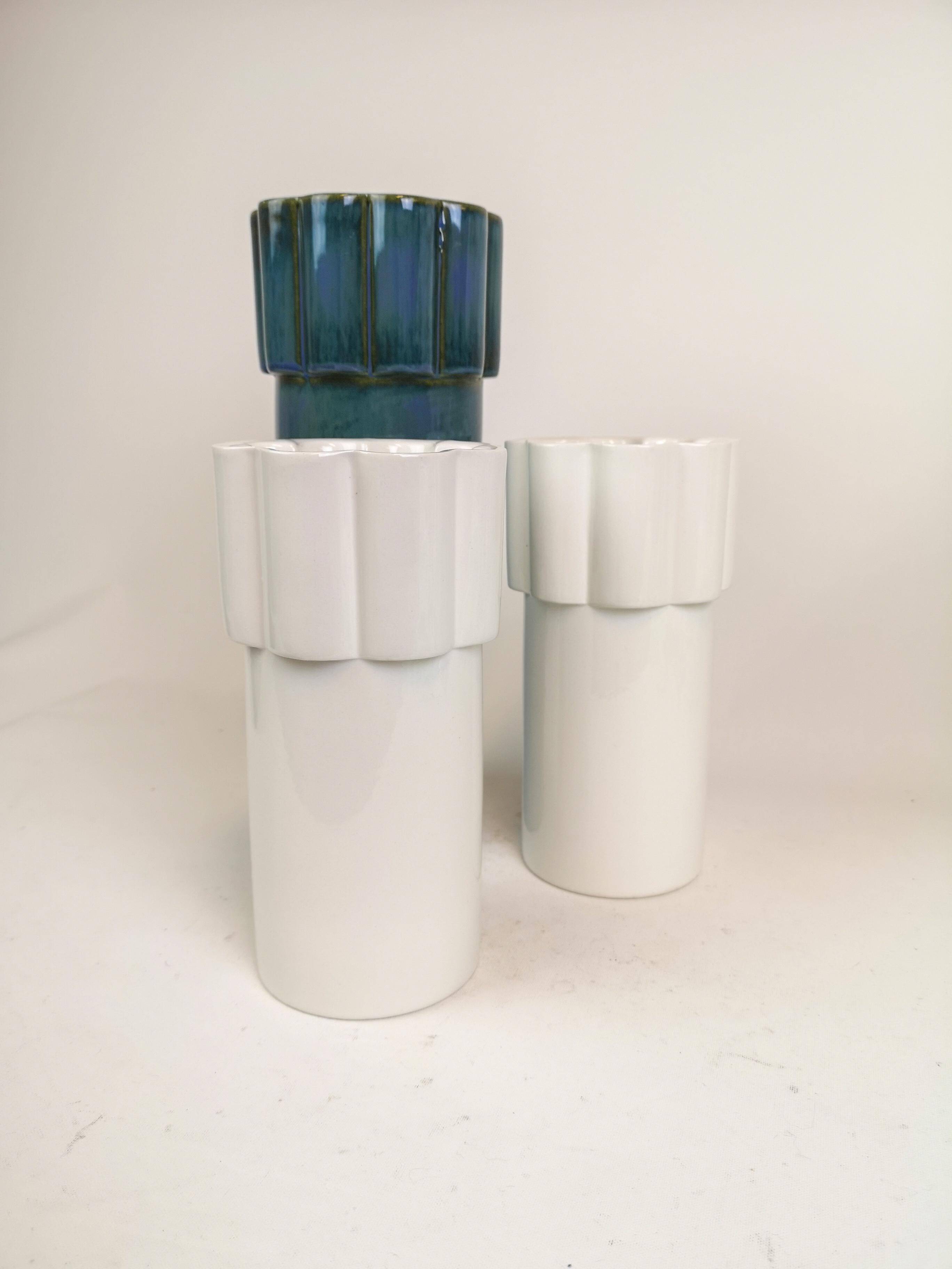 Modern Scandinavian set of 3 Konvex vases by Karin Björquist Gustavsberg, Sweden.