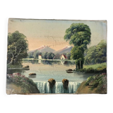 Vintage river oil on canvas
