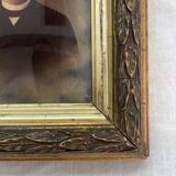 Portrait, photographie, ambrotype, peint à la main, XIXème, signé EV, daté 1881, verre bombé