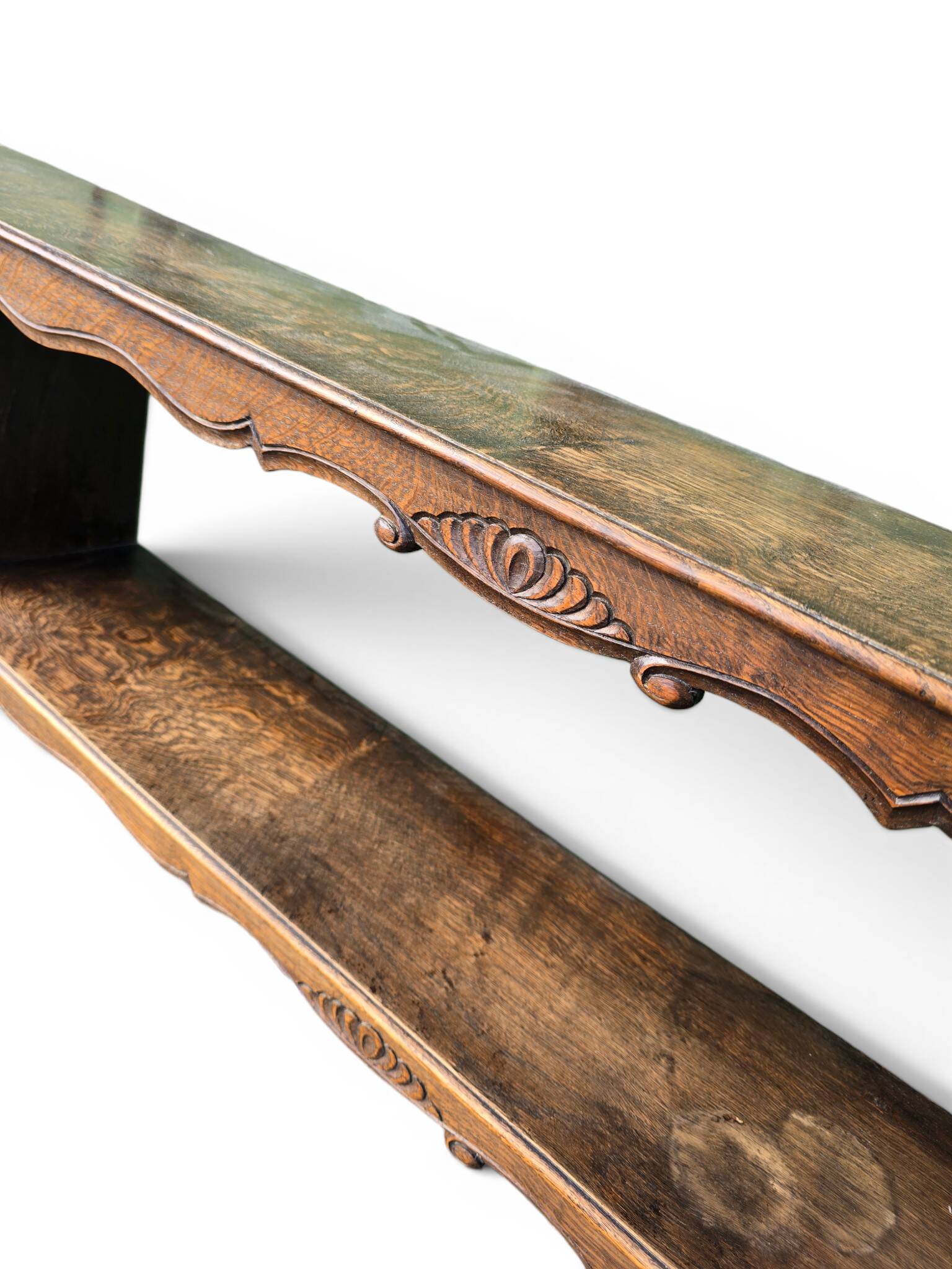 Large antique wall shelf in carved oak