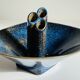 Vase céramique bleue vintage