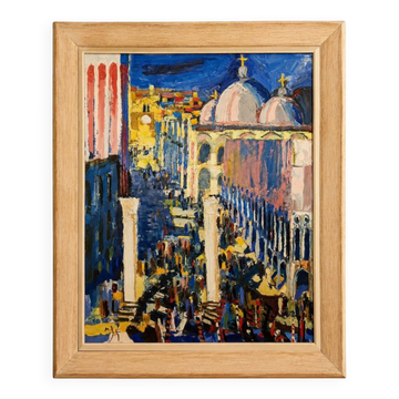 Huile sur toile représentant la Piazzetta à Venise