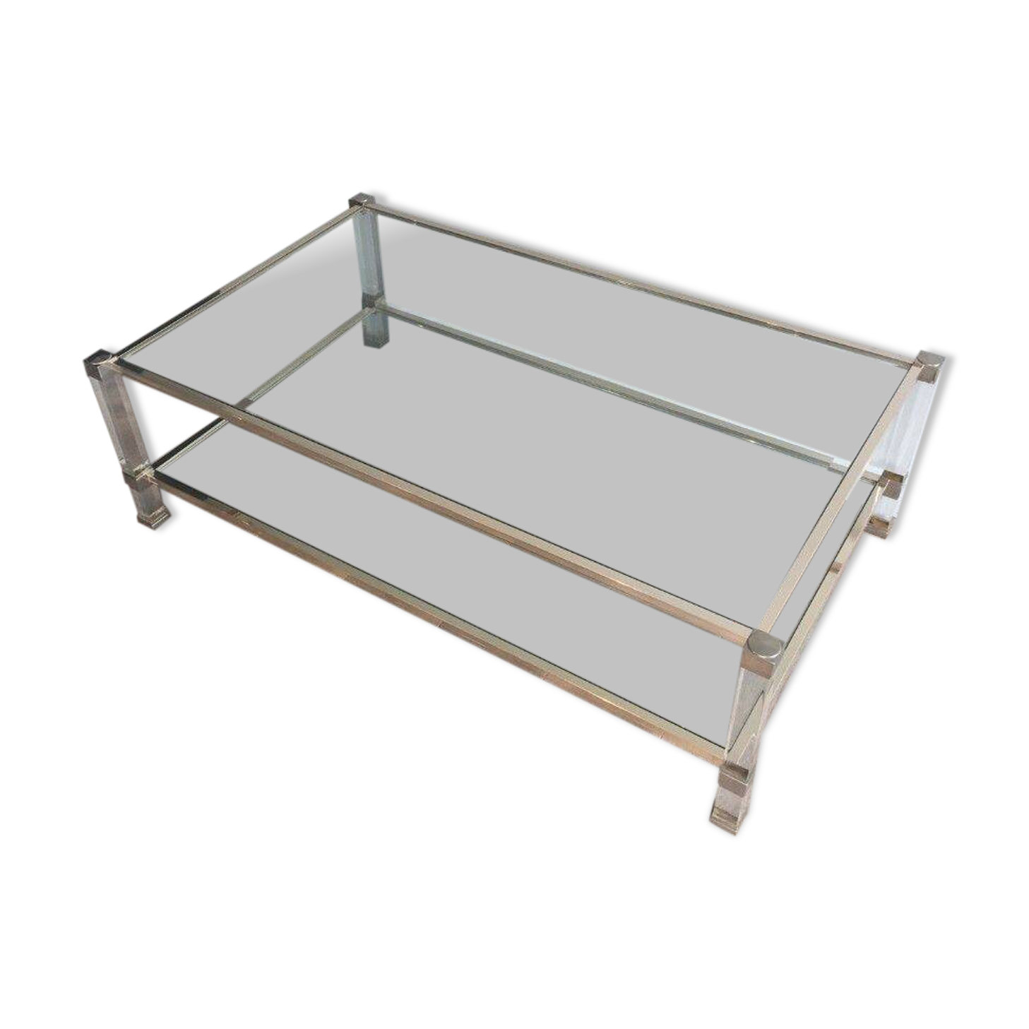 Large coffee table in plexiglass and chrome