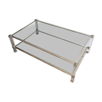 Large coffee table in plexiglass and chrome