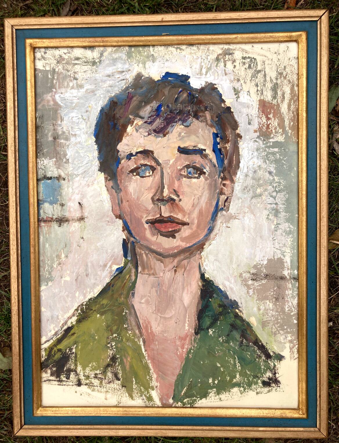 Tableau - portrait de jeune femme aux yeux bleus