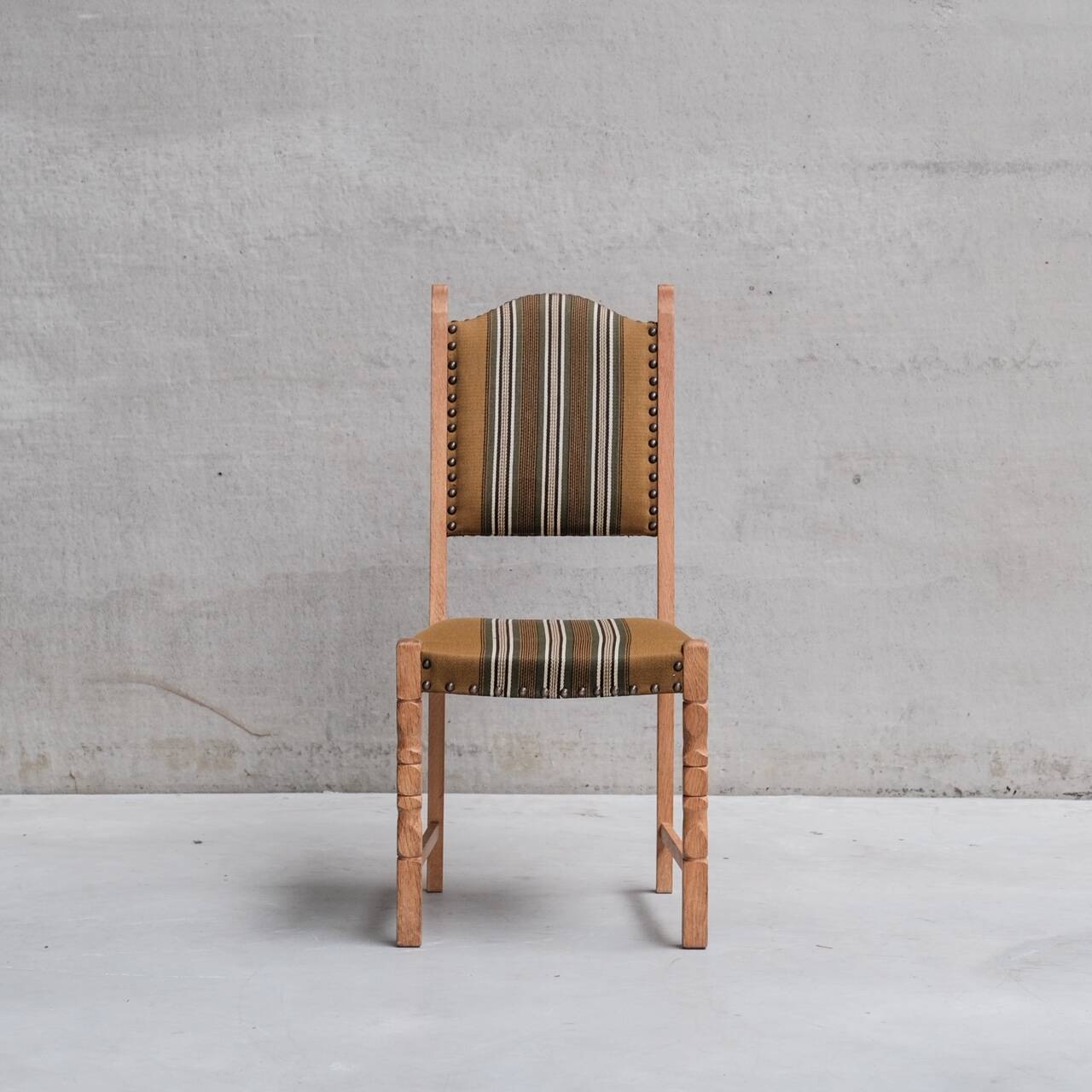 Danish Mid-Century Oak Upholstered Dining Chairs (6)