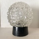 Vintage ceiling light, molded glass ball, 60s-70s