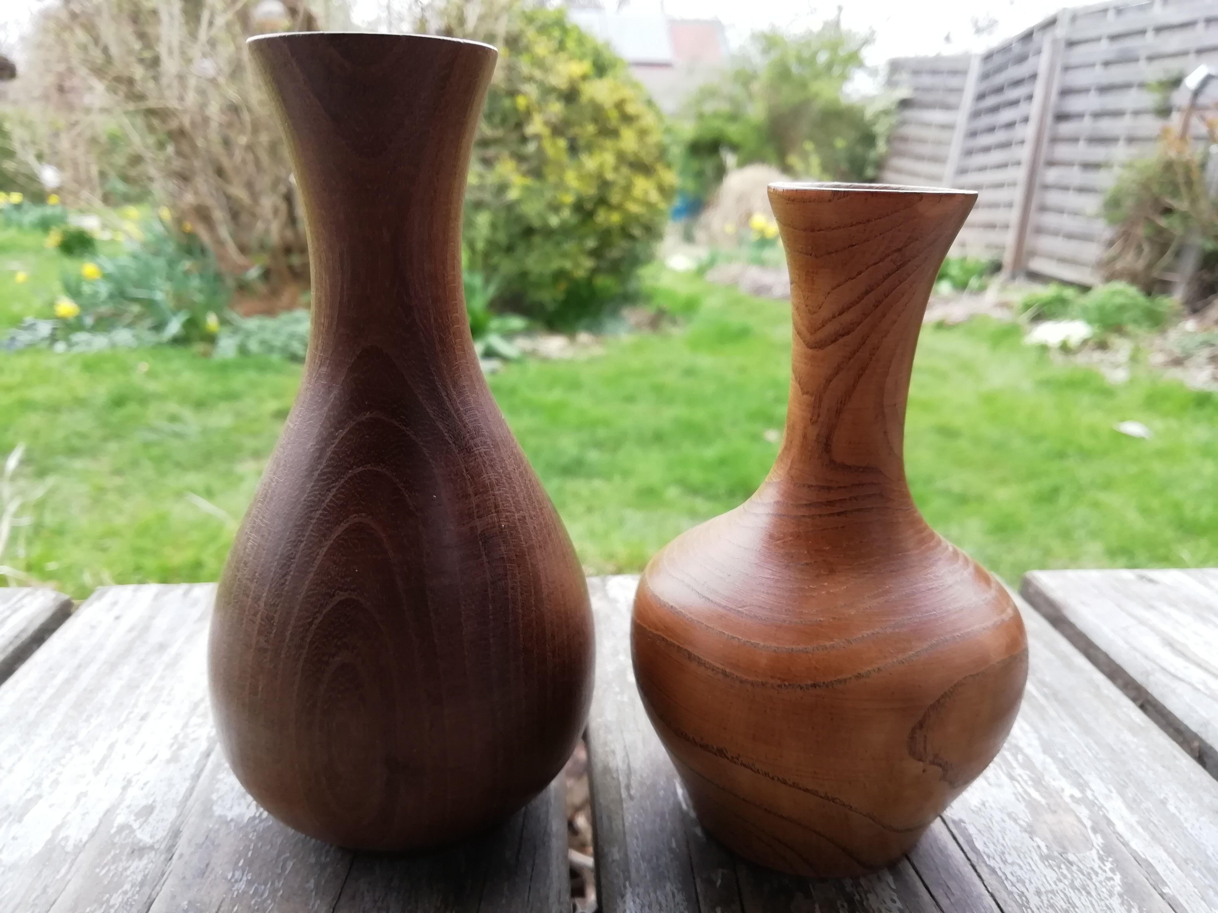 Pair of wooden vases
