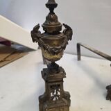 Paire de chenets en bronze style Louis XVI, XIXème