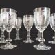 9 crystal white wine glasses from St. Louis model Cléo and their decanter.