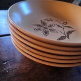 6 floral pattern soup plates. 1970s