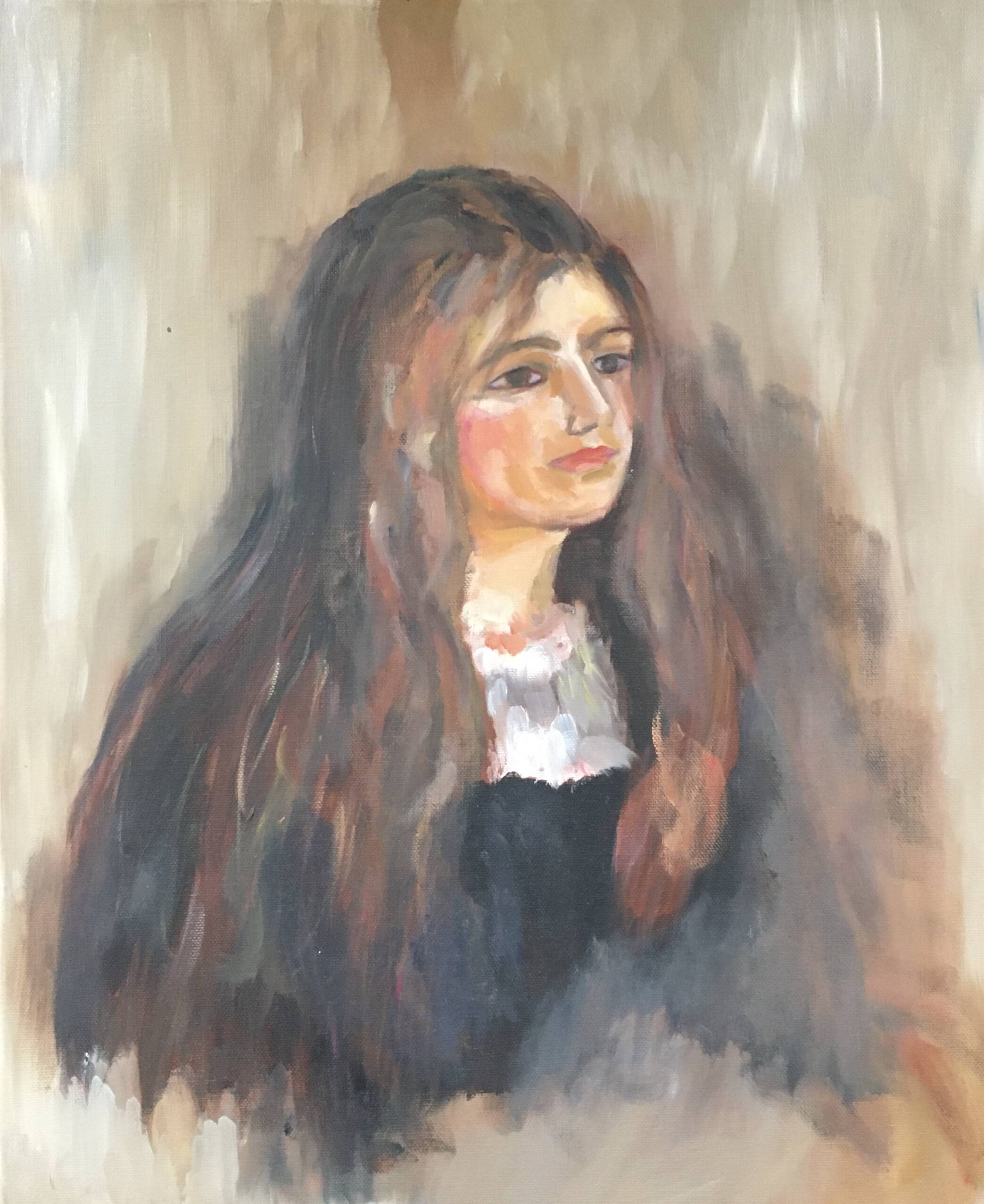 Tableau jeune femme aux cheveux longs