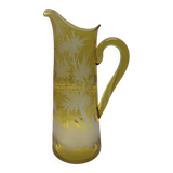 Decorated yellow glass pitcher