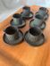 Vintage black and white striped coffee cups Salins
