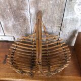 Old rattan picking basket vintage wood garden