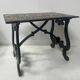 Blackened wood display table with marquetry top, Spain, 19th century.