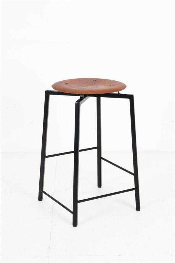 Extraordinary Danish workshop stool / fully restored / teak / steel / mid-century modern design / industrial / 1960s