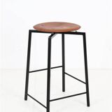Extraordinary Danish workshop stool / fully restored / teak / steel / mid-century modern design / industrial / 1960s