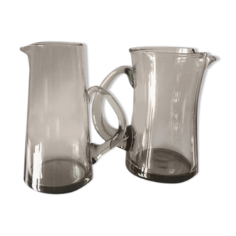 Set of 2 Holmegaard mid century pitchers by Per Lutken