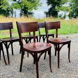 Set of 6 baumann bistro chairs classic years 50 bois fonce