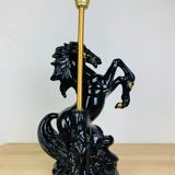 Black and gold ceramic horse lamp foot
